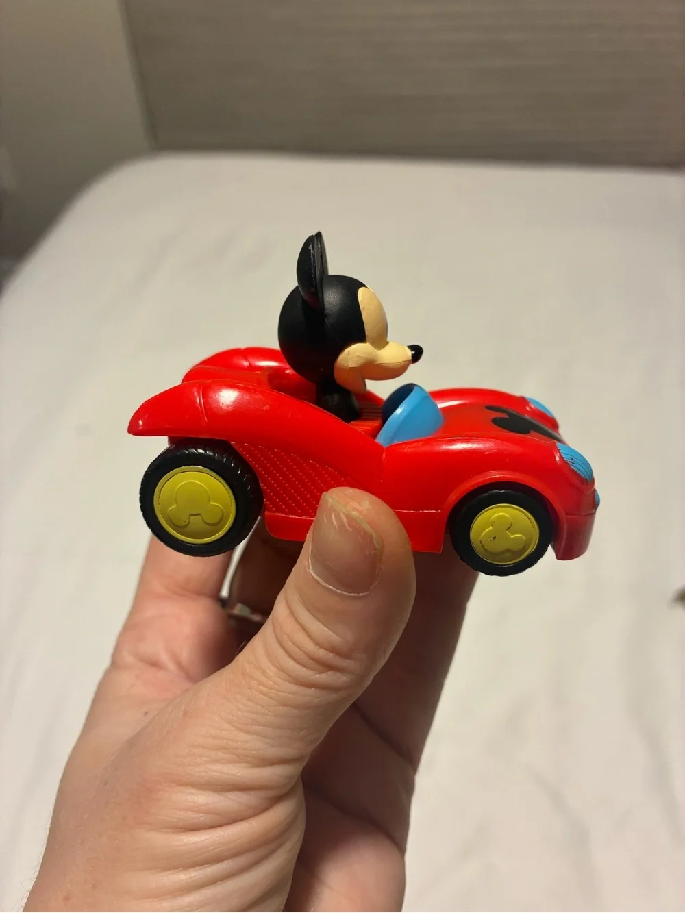 Disney Red Mickey Mouse Race Car Toy with Blue Accents